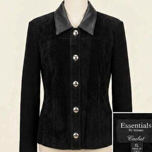 Essentials By Milano Cachet Black Suede and Knit Blazer Size XL